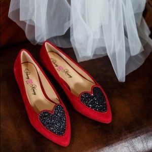 Penny Loves Kenny Red, sparkle heart flats
